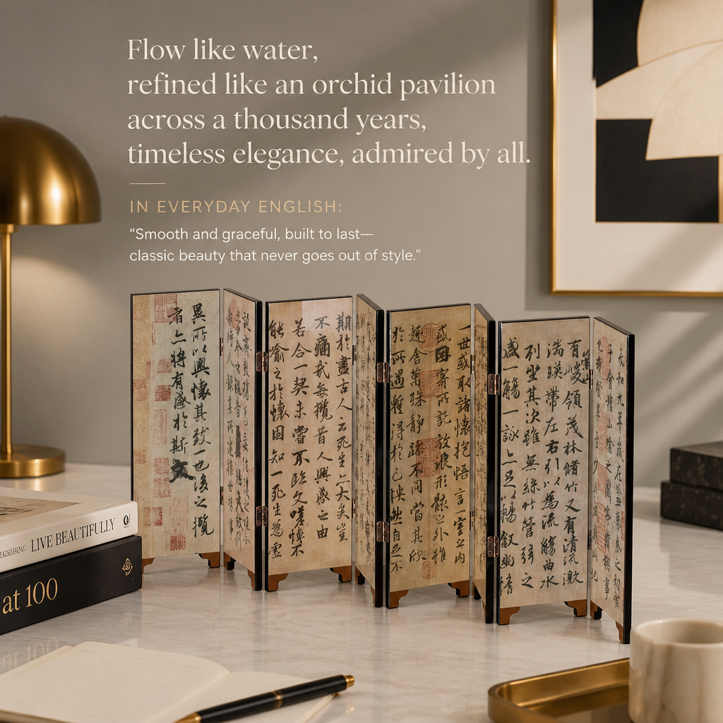 Elegant Gathering – Folding Table Screen Inspired by Eastern Landscape Art